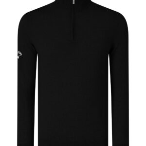 Ribbed ¼ zip Merino sweater - Black Onyx, S