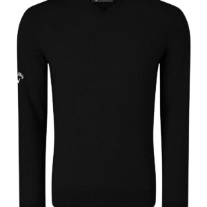 Ribbed v-neck Merino sweater - Black Onyx, S