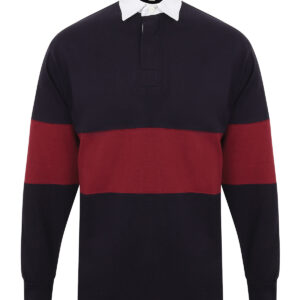 Panelled rugby shirt - Navy/Burgundy, S