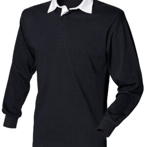 Long sleeve plain rugby shirt - Black White, XS