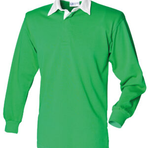 Long sleeve plain rugby shirt - Bright Green/White, S