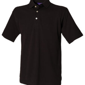 Classic cotton piqué polo with stand-up collar - Black, XS