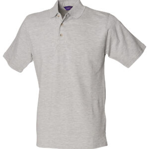 Classic cotton piqué polo with stand-up collar - Heather Grey, S