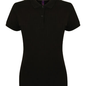 Women's micro-fine piqué polo shirt - Black, XXS