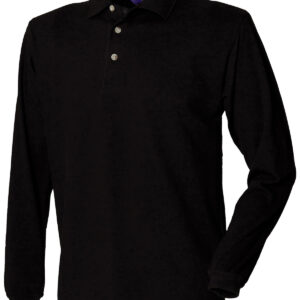 Long sleeve cotton polo shirt - Black, S