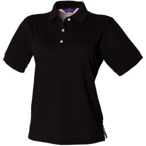 Women's classic cotton piqué polo shirt - Black, S
