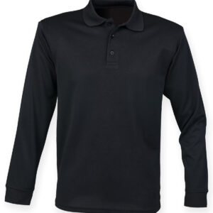 Long sleeve Coolplus® polo shirt - Black, XXS