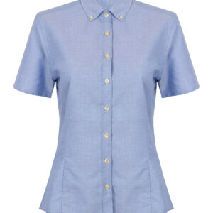 Women's modern short sleeve Oxford shirt - Blue, XS