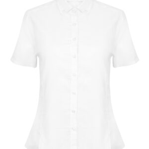 Women's modern short sleeve Oxford shirt - White, XS