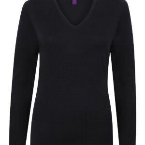 Women's 12 gauge v-neck jumper - Navy, XXS