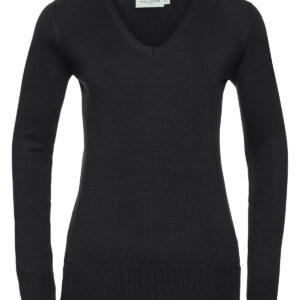 Women's v-neck knitted sweater - Black, XXS