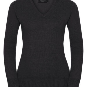 Women's v-neck knitted sweater - Charcoal Marl, XXS