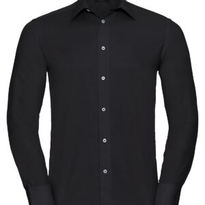 Long sleeve easycare tailored Oxford shirt - Black, 14.5