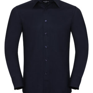 Long sleeve easycare tailored Oxford shirt - Bright Navy, 14.5