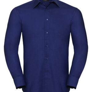 Long sleeve easycare tailored Oxford shirt - Bright Royal, 14.5