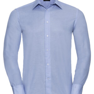 Long sleeve easycare tailored Oxford shirt - Oxford Blue, 14.5