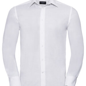 Long sleeve easycare tailored Oxford shirt - White, 14.5
