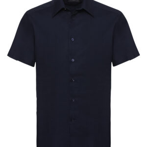 Short sleeve easycare tailored Oxford shirt - Bright Navy, 14.5