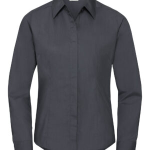 Women's long sleeve polycotton easycare fitted poplin shirt - Convoy Grey, XS