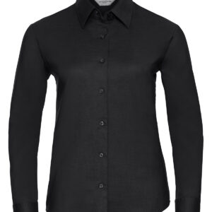 Women's long sleeve easycare Oxford shirt - Black, XS
