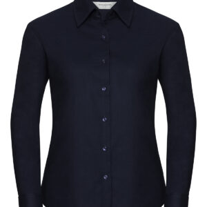 Women's long sleeve easycare Oxford shirt - Bright Navy, XS