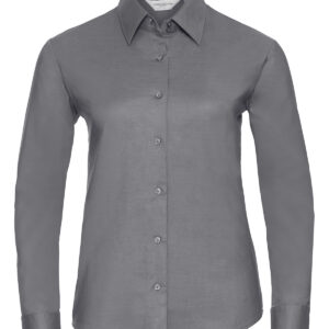 Women's long sleeve easycare Oxford shirt - Silver, XS