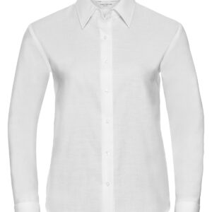 Women's long sleeve easycare Oxford shirt - White, XS