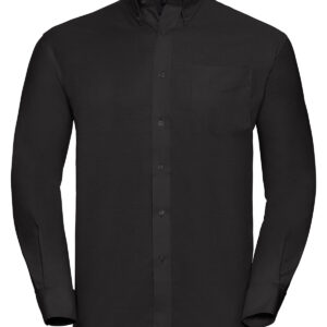 Long sleeve easycare Oxford shirt - Black, 14.5
