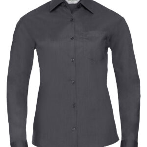 Women's long sleeve polycotton easycare poplin shirt - Convoy Grey, XS