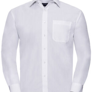 Long sleeve polycotton easycare poplin shirt - White, S