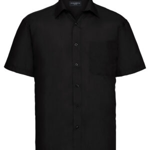 Short sleeve polycotton easycare poplin shirt - Black, S