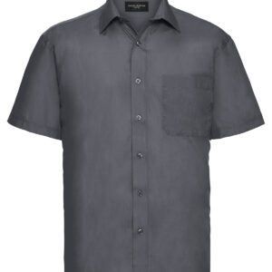 Short sleeve polycotton easycare poplin shirt - Convoy Grey, S