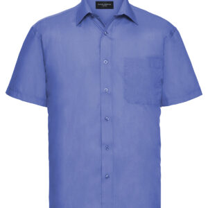 Short sleeve polycotton easycare poplin shirt - Corporate Blue, S