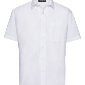 Short sleeve polycotton easycare poplin shirt - White, S