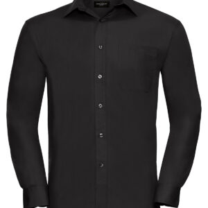 Long sleeve pure cotton easycare poplin shirt - Black, S
