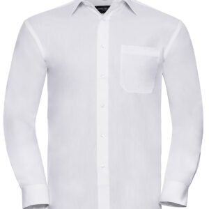 Long sleeve pure cotton easycare poplin shirt - White, S