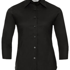 Women's ¾ sleeve easycare fitted shirt - Black, XS