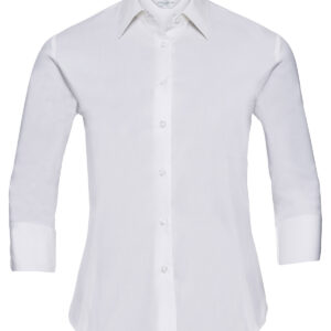 Women's ¾ sleeve easycare fitted shirt - White, XS