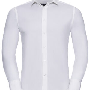 Long sleeve easycare fitted shirt - White, S