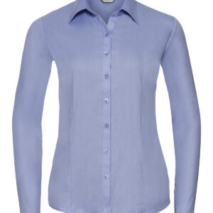 Women's long sleeve herringbone shirt - Light Blue, XS