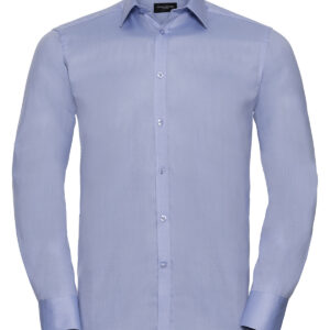 Long sleeve herringbone shirt - Light Blue, 14.5