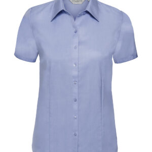 Women's short sleeve herringbone shirt - Light Blue, XS