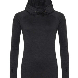 Women's cool cowl neck top - Black Slate Melange, XS