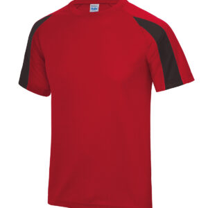 Kids contrast cool T - Fire Red/Jet Black, 3/4 Yrs