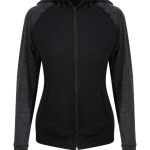 Women's cool contrast zoodie - Black/Black Slate Melange, XS