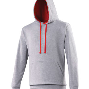 Varsity hoodie - Heather Grey/Fire Red, XS