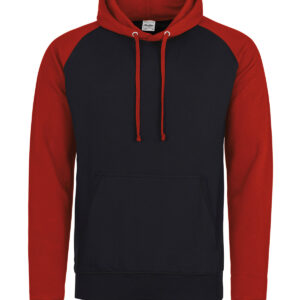 Baseball hoodie - Jet Black/Fire Red, S