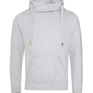 Cross neck hoodie - Heather Grey, XS