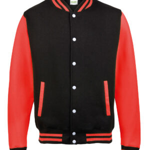 Varsity jacket - Jet Black/Fire Red, XS