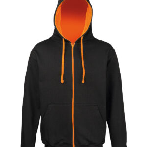 Varsity zoodie - Jet Black/Orange Crush, S
